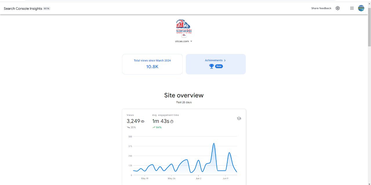 Search Console Insights engagement report